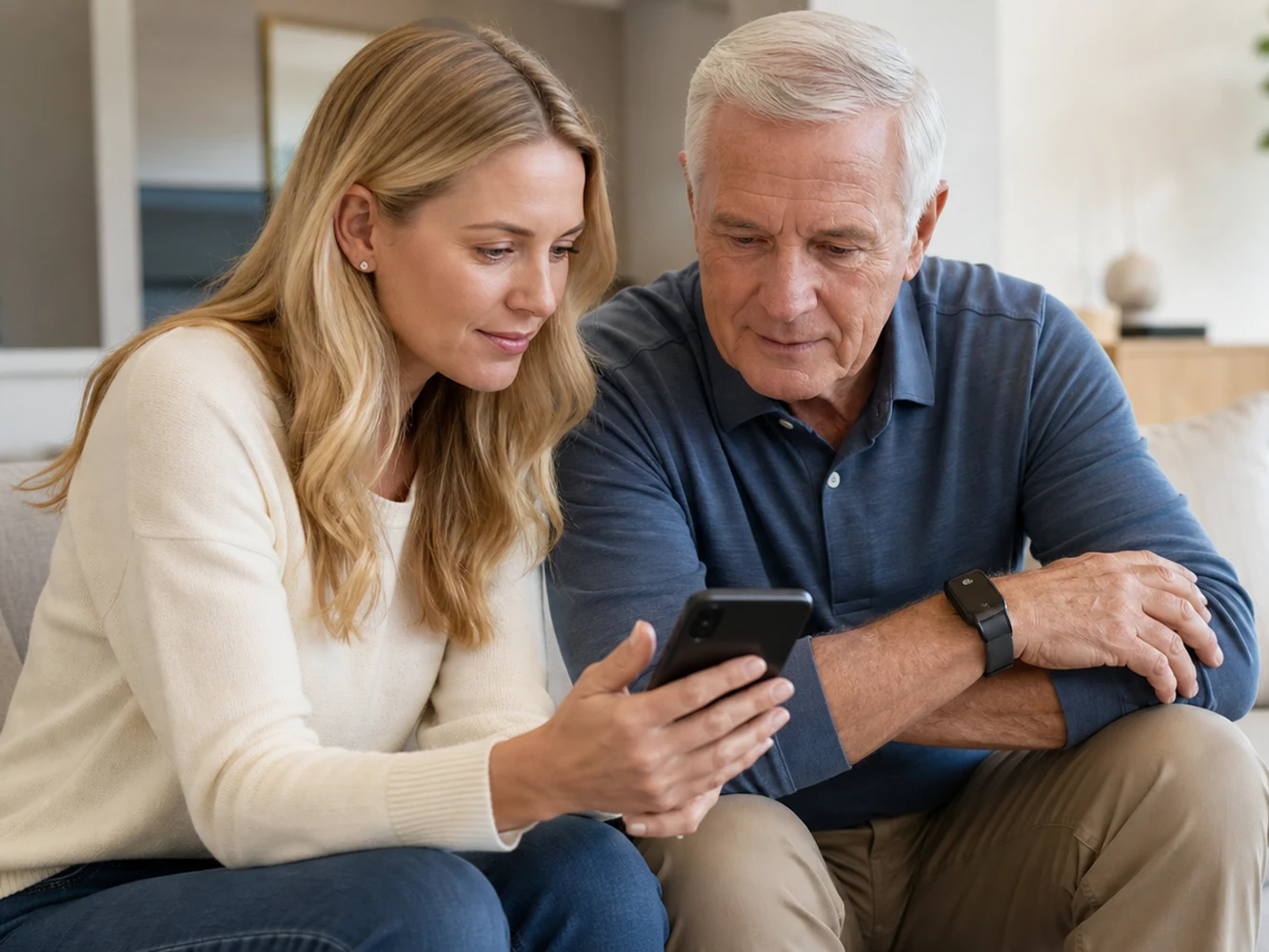 Family reviewing wearable wellness trends together